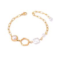 Pulseira de aço titânio, Partículas de aço, with Concha de resina, banhado, joias de moda & para mulher, dourado, vendido para Aprox 8.66 inchaltura Strand