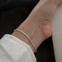 Pulseras de latón, metal, chapado en color de plata, Joyería & para mujer, libre de níquel, plomo & cadmio, longitud 17 cm, Vendido por UD