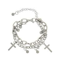 Zinklegering armbandkettingen, Zinc Alloy, Oversteken, silver plated, mode sieraden & uniseks, nikkel, lood en cadmium vrij, Lengte Ca 22 cm, Verkocht door PC