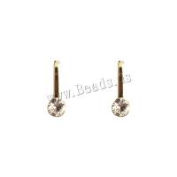 Boucles d'oreilles en laiton zircon cubique pavent, Alliage de cuivre, Placage de couleur d'or, bijoux de mode & pavé de micro zircon & pour femme, 15x5mm, Vendu par paire