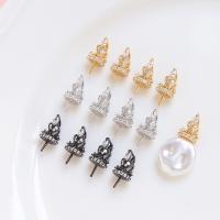 Vástago de Metal para Pendientes, Corona, chapado, Bricolaje & con diamantes de imitación, más colores para la opción, libre de níquel, plomo & cadmio, 7.50x10mm, Vendido por UD