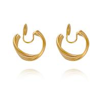 laiton Clip boucle d’oreille, Placage de couleur d'or, bijoux de mode & pour femme, protéger l'environnement, sans nickel, plomb et cadmium, 25x21mm, Vendu par paire