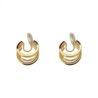 laiton Clip boucle d’oreille, Placage de couleur d'or, bijoux de mode & pour femme & émail, protéger l'environnement, sans nickel, plomb et cadmium, 20x17mm, Vendu par paire