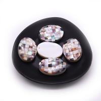 Shell Pendler, Sea Shell, Flad Oval, Patchwork & du kan DIY, blandede farver, 27x38mm, Solgt af PC