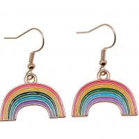 Boucles d'oreilles en alliage de zinc, Arc en ciel, plaqué de couleur d'or KC, Vintage & bijoux de mode & pour femme & émail, couleurs d'arc-en-ciel, 19x18mm,24x18mm, Vendu par paire