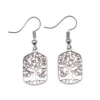 Zinc Alloy Oorbellen, Tree of Life, antiek zilver plated, Vintage & mode sieraden & voor vrouw & hol, 19x18mm,15x22mm, Verkocht door pair