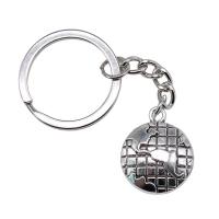 Key Chain, Zinc Alloy, Globe, antik sølv farve forgyldt, Vintage & mode smykker, 28mm,24x20mm, Solgt af PC