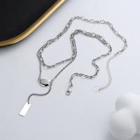 925 Sterling Silver Necklaces with 1.97inch extender chain Antique finish Double Layer & fashion jewelry & for woman nickel lead & cadmium free Length Approx 15.75 Inch Sold By PC