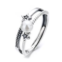 Sterling Silver Jewelry Finger Ring, 925 Sterling Silver, le Pearl Plaisteacha, jewelry faisin & stíleanna éagsúla do rogha & do bhean, nicil, luaidhe & caidmiam saor in aisce, Díolta De réir PC