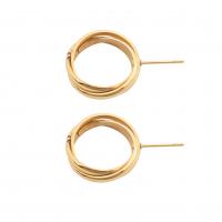 Stainless Steel Stud Earrings 304 Stainless Steel Vacuum Ion Plating fashion jewelry & for woman golden Sold By Pair