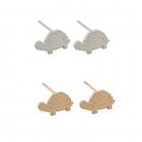 Roestvrij staal Stud Earrings, 304 roestvrij staal, Zeeschildpad, mode sieraden & voor vrouw, meer kleuren voor de keuze, 8x12x1mm, Verkocht door pair