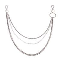 Body Chain Sieraden, Zinc Alloy, met Plastic Pearl, platinum plated, drie lagen & punk stijl & uniseks, nikkel, lood en cadmium vrij, Lengte 36 cm, 42 cm, 50 cm, Verkocht door PC