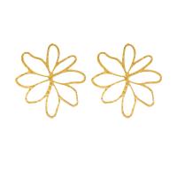 Iron Earring Flower plated fashion jewelry & for woman & hollow nickel lead & cadmium free Sold By Pair