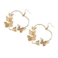 Boucles d'oreilles fer, coeur, Placage de couleur d'or, bijoux de mode & pour femme & creux, protéger l'environnement, sans nickel, plomb et cadmium, 70x77mm, Vendu par paire