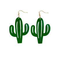 Pendientes de Acrílico, Opuntia Stricta, Joyería & para mujer, verde, 38x70mm, Vendido por Par