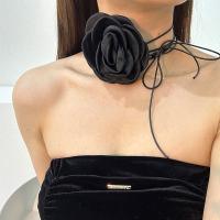 Fashion Choker Necklace Cloth with Wax Cord Flower fashion jewelry Sold By PC