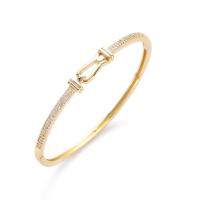 Pulseras de latón, metal, chapado en oro real, diferentes estilos para la opción & micro arcilla de zirconia cúbica & para mujer, dorado, diámetro interior:aproximado 60mm, Vendido por UD