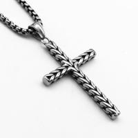 Pendants Tíotáiniam, Cruach Tíotáiniam, Cross, snasta, unisex, dath bunaidh, 62x36x5mm, Díolta De réir PC