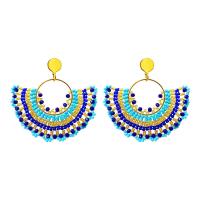 Pendientes de Acero Inoxidable, acero inoxidable 304, con Seedbead, hecho a mano, Joyería & estilo popular & para mujer, azul, 55x50mm, Vendido por Par