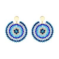 Pendientes de Acero Inoxidable, acero inoxidable 304, con Cuentas de vidrio, hecho a mano, Joyería & estilo popular & para mujer, azul, 50x45mm, Vendido por Par