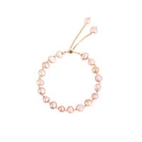 Freshwater Kulturperler Pearl Bracelet, Ferskvandsperle, med Zinc Alloy, guldfarve belagt, mode smykker & for kvinde, to forskellige farvede, Solgt Per 20-23 cm Strand