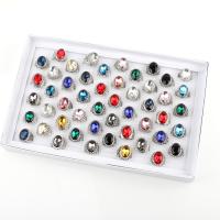 Zink-Legierungsring-Set, Zinklegierung, mit Zettelkasten & Schwamm, silberfarben plattiert, Modeschmuck & unisex & facettierte & gemischt, inner diameter:17~20mm, verkauft von Box