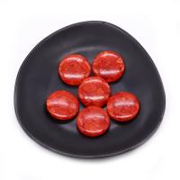 Gemstone Cabochons, Syntetisk Coral, Flat Round, DIY, röd, 25mm, Säljs av PC