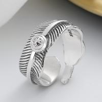 Sterling Silver Jewelry Finger Ring, 925 sterline d'argento, Forma a piuma, gioielli di moda & unisex & stili diversi per la scelta, assenza di nichel,piombo&cadmio, Venduto da PC