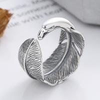 Sterling Silver smycken finger ring, 925 sterling silver, Feather, mode smycken & Unisex & olika stilar för val, nickel, bly och kadmium gratis, 12mm, Säljs av PC