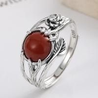 Sterling Silver Jewelry Finger Ring, 925 sterline d'argento, with Yunnan Red Agate, gioielli di moda & per la donna, assenza di nichel,piombo&cadmio, 12mm, Venduto da PC