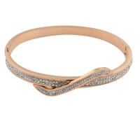 Bracelet en acier inoxydable, Acier inoxydable 304, bijoux de mode & pour femme & avec strass, couleur or rose, 68*10*5mm, Vendu par PC