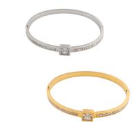 Rozsdamentes acél bangle, 304 rozsdamentes acél, divat ékszerek & a nő & strasszos, több színt a választás, 62*8*3mm, Által értékesített PC