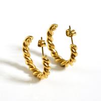 Pendientes de Acero Inoxidable, acero inoxidable 304, 18K chapado en oro, Joyería & para mujer, dorado, 20x23mm, Vendido por UD