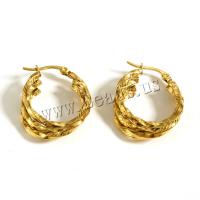 Acier inoxydable Levier Retour Earring, Acier inoxydable 304, Plaqué or 18K, bijoux de mode & pour femme, doré, 25x22mm, Vendu par PC