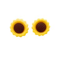 Boucle d'oreille bijoux acrylique, Tournesol, bijoux de mode & pour femme, Jaune, 20x20mm, Vendu par paire