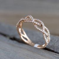 Zinklegierung Fingerring , plattiert, verschiedene Größen vorhanden & Micro pave Strass & für Frau, Roségold, verkauft von PC