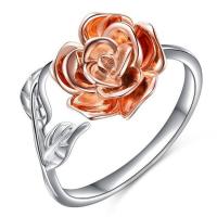 Cink Alloy Finger Ring, Rose, pozlaćen, Podesiva & za žene, porasla zlatnu boju, Prodano By PC