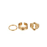 304 roestvrij staal ring Set, gold plated, drie stuks & verstelbaar & voor vrouw, Maat:5.5-7, Verkocht door Stel