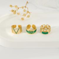 304 roestvrij staal ring Set, gold plated, drie stuks & verstelbaar & voor vrouw & glazuur, Maat:6.5-8, Verkocht door Stel