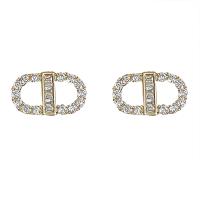 Brass Earring Clip gold color plated fashion jewelry & micro pave cubic zirconia & for woman nickel lead & cadmium free Sold By Pair