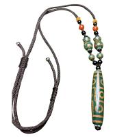 Agaat ketting, Tibetaanse agaat, met Groene Calcedony & Nylon Koord, handgemaakt, Natuurlijk & mode sieraden, groen, 60mm, Lengte 50-60 cm, Verkocht door PC