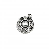 Zinc Alloy Flat Round Pendants antique silver color plated vintage & DIY nickel lead & cadmium free Approx Sold By Bag