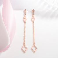 Cubic Zirconia Micro Pave Brass Earring rose gold color plated fashion jewelry & micro pave cubic zirconia & for woman nickel lead & cadmium free Sold By Pair