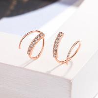 Cubic Zirconia Micro Pave Brass Earring rose gold color plated fashion jewelry & micro pave cubic zirconia & for woman nickel lead & cadmium free Sold By Pair