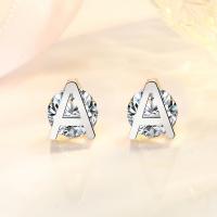 Kubik Zirkonium mikro bana Mässing Örhänge, Letter A, polerad, mode smycken & micro bana cubic zirconia & för kvinna, nickel, bly och kadmium gratis, 8x7x9mm, Säljs av Par