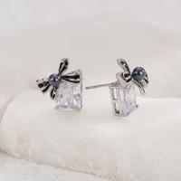 Brass Stud Earring with Crystal plated fashion jewelry & for woman nickel lead & cadmium free Sold By Pair