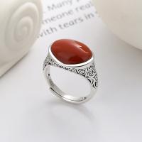 925 Sterling Silver Finger Rings with Yunnan Red Agate Antique finish fashion jewelry & for woman nickel lead & cadmium free 12mm Sold By PC