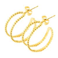 Pendientes de Acero Inoxidable, acero inoxidable 304, 18K chapado en oro, Joyería & para mujer, dorado, 8x24mm, Vendido por Par