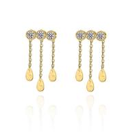 Fashion Fringe Boucles d'oreilles, Acier inoxydable 304, Plaqué d'or 18K, bijoux de mode & pour femme & avec strass, doré, 12mm, Vendu par paire