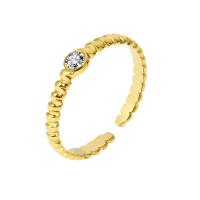 Zirkoon roestvrij staal vinger ring, 304 roestvrij staal, 18K verguld, mode sieraden & micro pave zirconia & voor vrouw, gouden, 4mm, Verkocht door PC